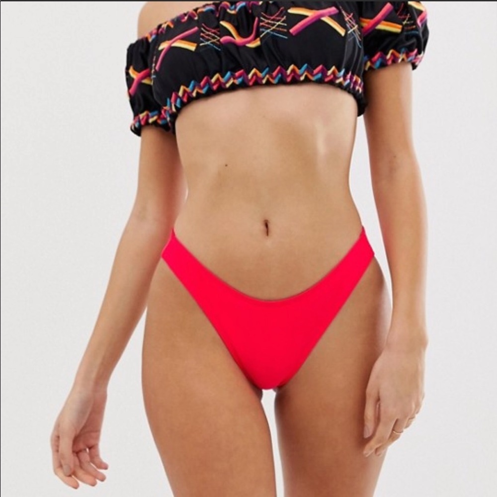 Off shoulder neon bikini multi Asos embroider S 4